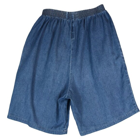 Vintage 90's Snoopy Denim Shorts  Medium Blue Embroidered Peanuts Lounge Sz S - Picture 2 of 7